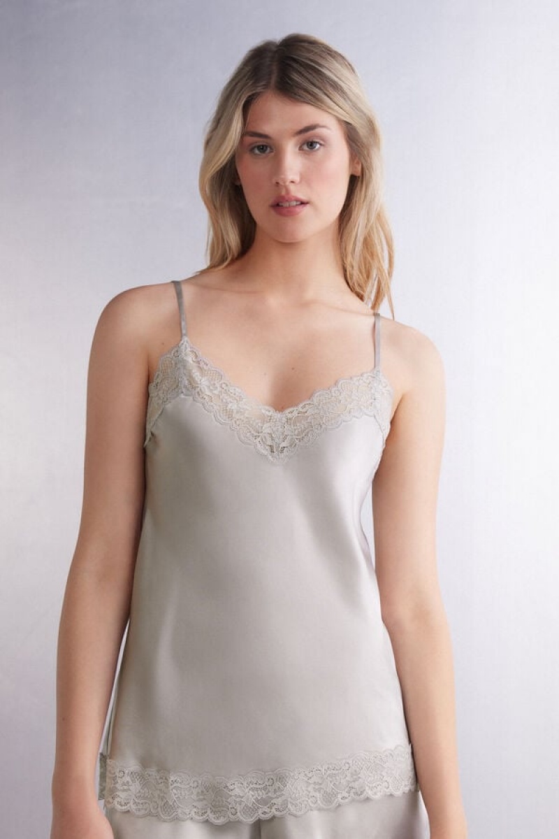 Intimissimi Lace And Silk Top Sive | SN-ITMSM58007