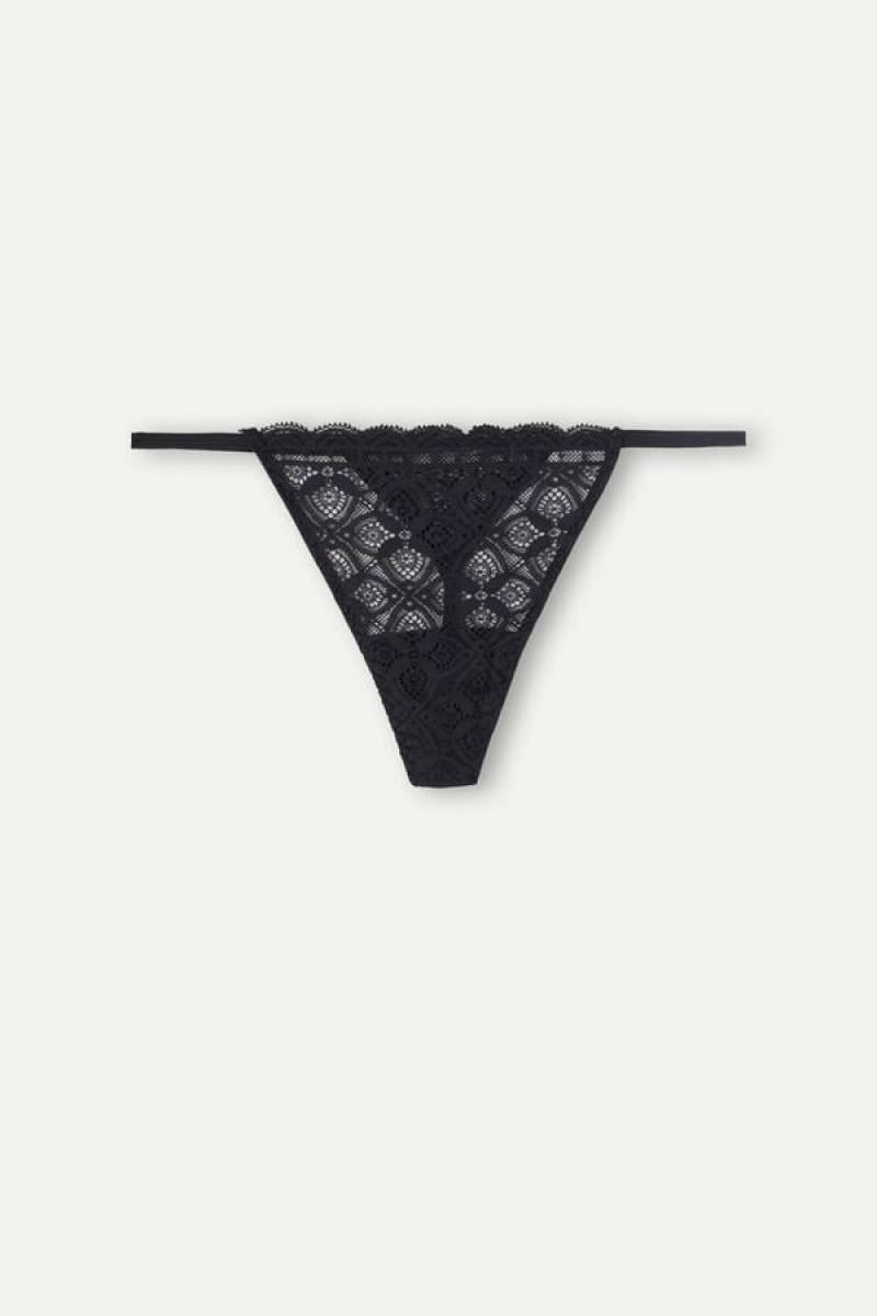 Intimissimi Lace String Thong Crne | SN-ITMSM57714