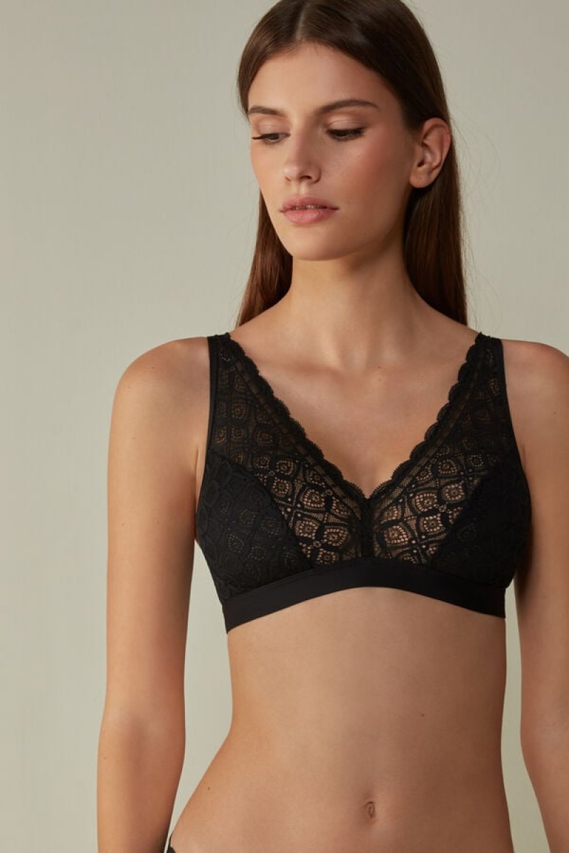 Intimissimi Lara Triangle Bra In Lace Crne | SN-ITMSM57096