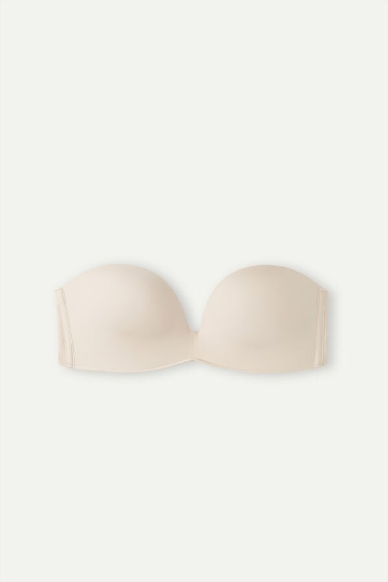 Intimissimi Laura Bandeau Bra In Ultralight Microfiber Bež | SN-ITMSM56934