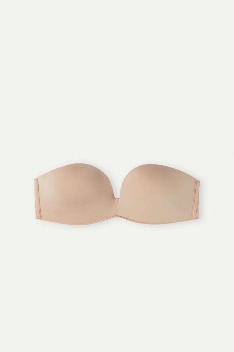 Intimissimi Laura Bandeau Bra In Ultralight Microfiber Bež | SN-ITMSM56935