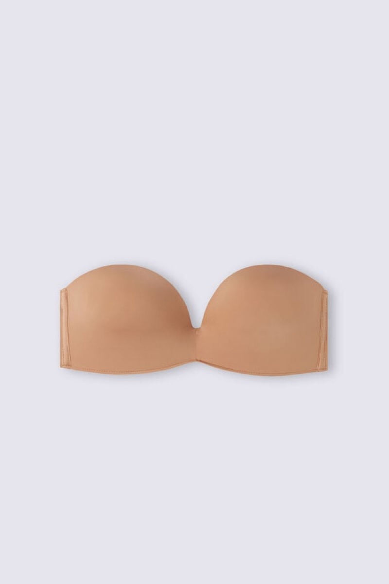 Intimissimi Laura Bandeau Bra In Ultralight Microfiber Bež | SN-ITMSM56945