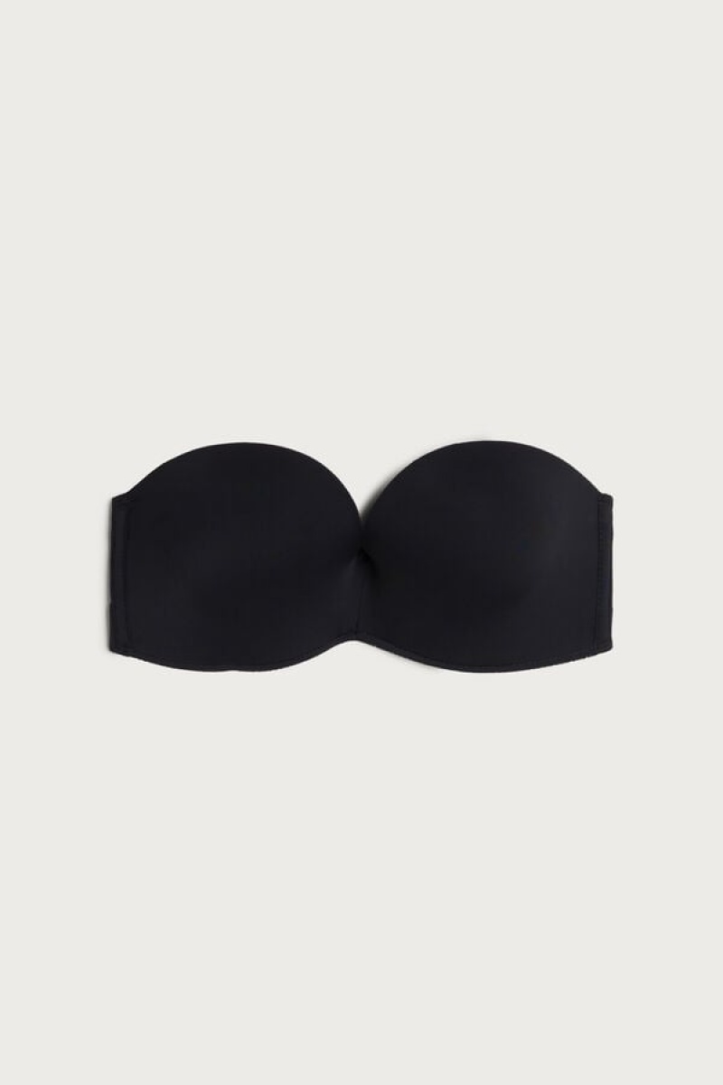 Intimissimi Laura Microfiber Bandeau Bra Crne | SN-ITMSM56915