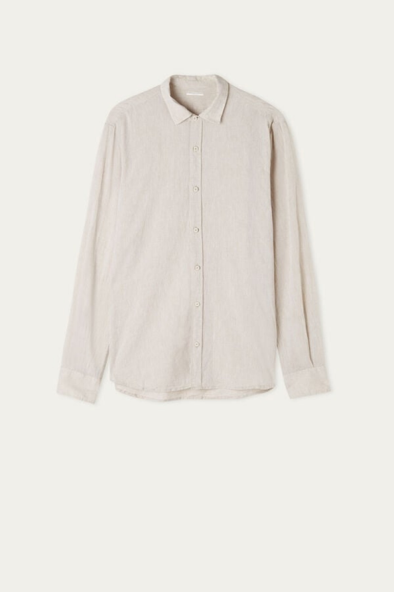 Intimissimi Linen And Cotton Shirt Bež | SN-ITMSM58643