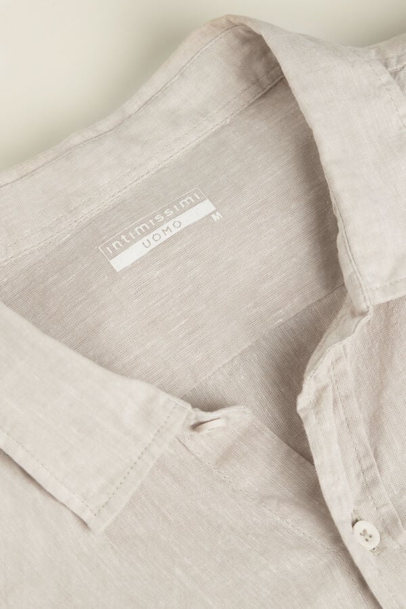 Intimissimi Linen And Cotton Shirt Bež | SN-ITMSM58643