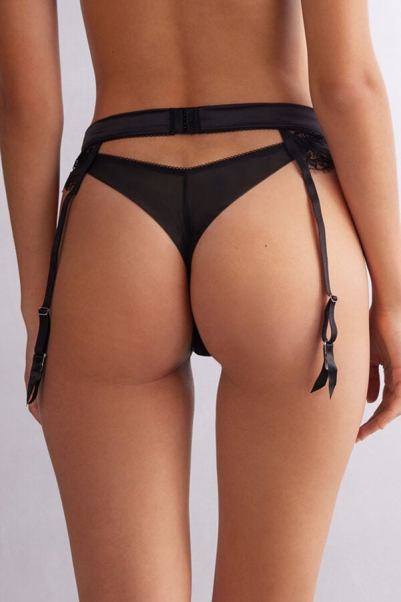 Intimissimi Living In Luxe Garter Belt Crne | SN-ITMSM57900