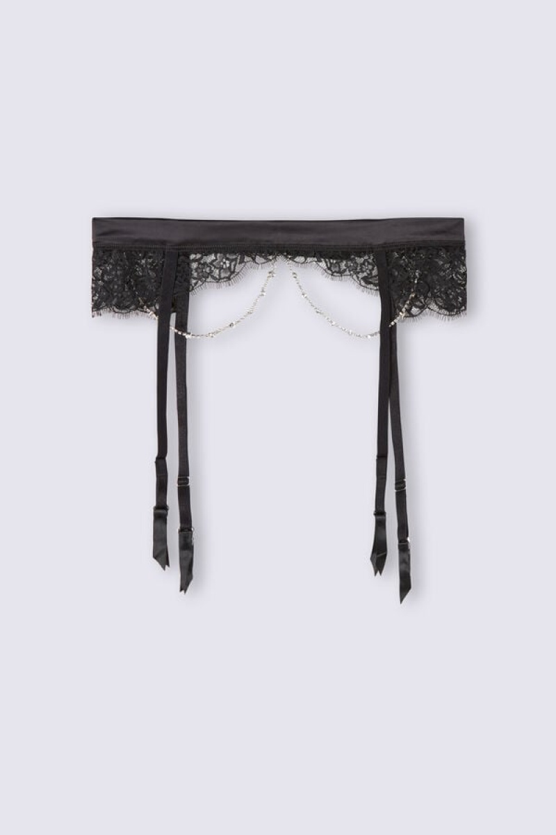 Intimissimi Living In Luxe Garter Belt Crne | SN-ITMSM57900