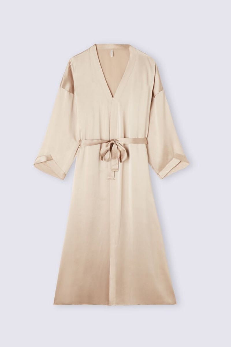 Intimissimi Living In Luxe Long Silk Robe Bež | SN-ITMSM58441