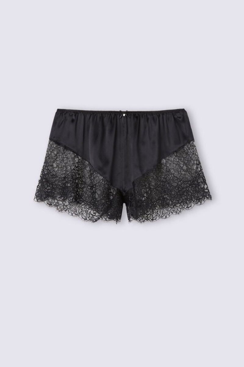 Intimissimi Living In Luxe Silk And Lace Shorts Crne | SN-ITMSM58394