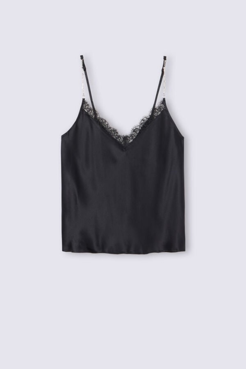 Intimissimi Living In Luxe Silk Camisole Crne | SN-ITMSM58021