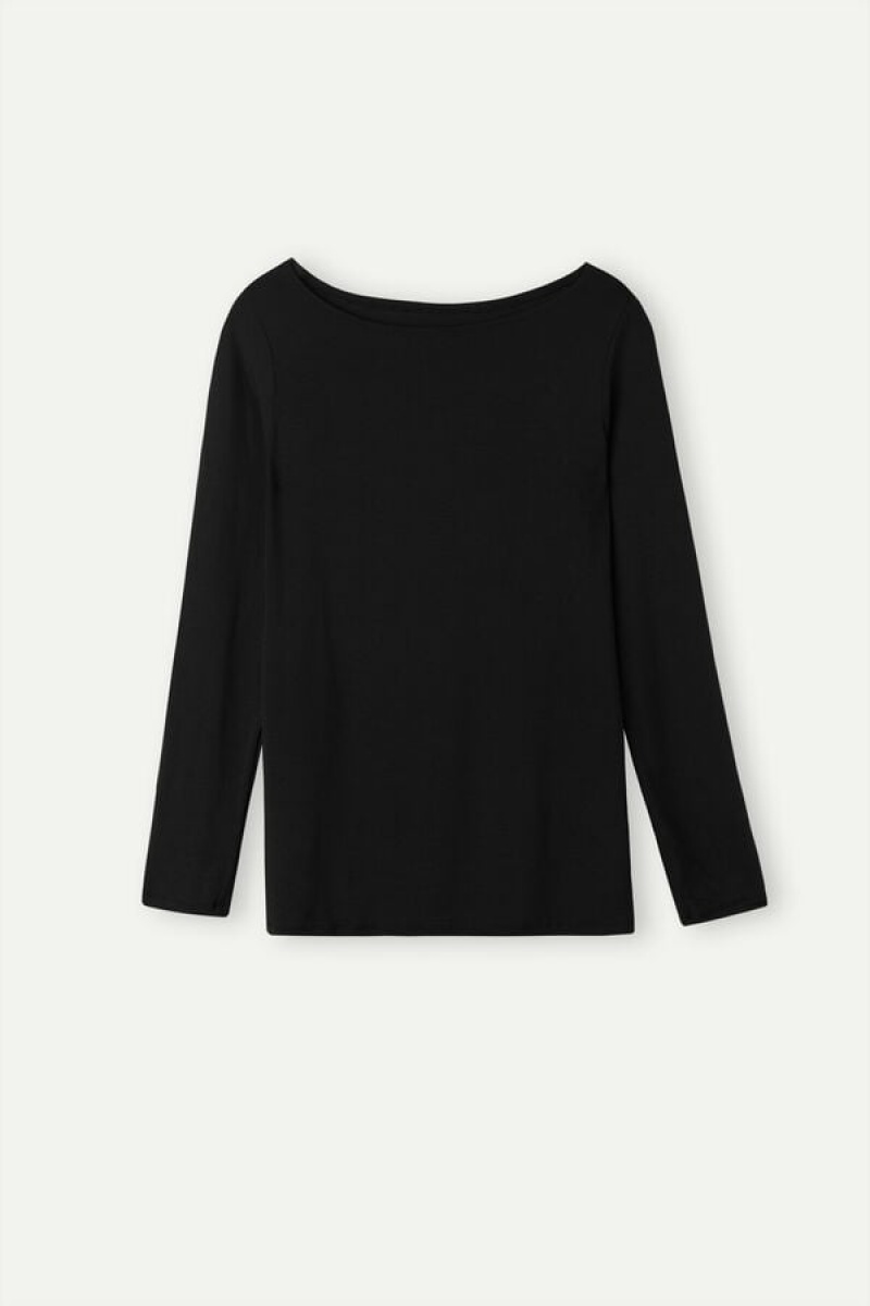 Intimissimi Long Sleeve Bateau Neck Top In Micromodal | SN-ITMSM58084