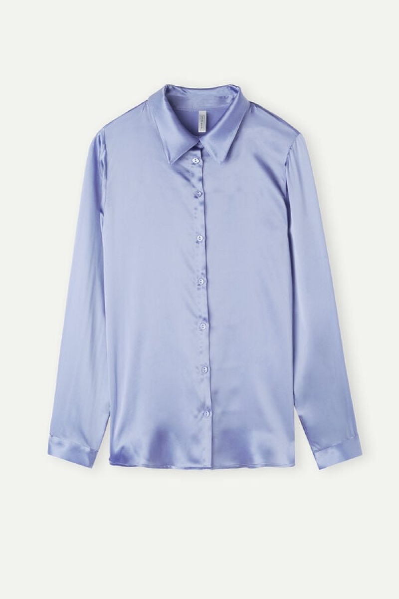 Intimissimi Long Sleeve Silk Shirt Ljubičaste | SN-ITMSM58063