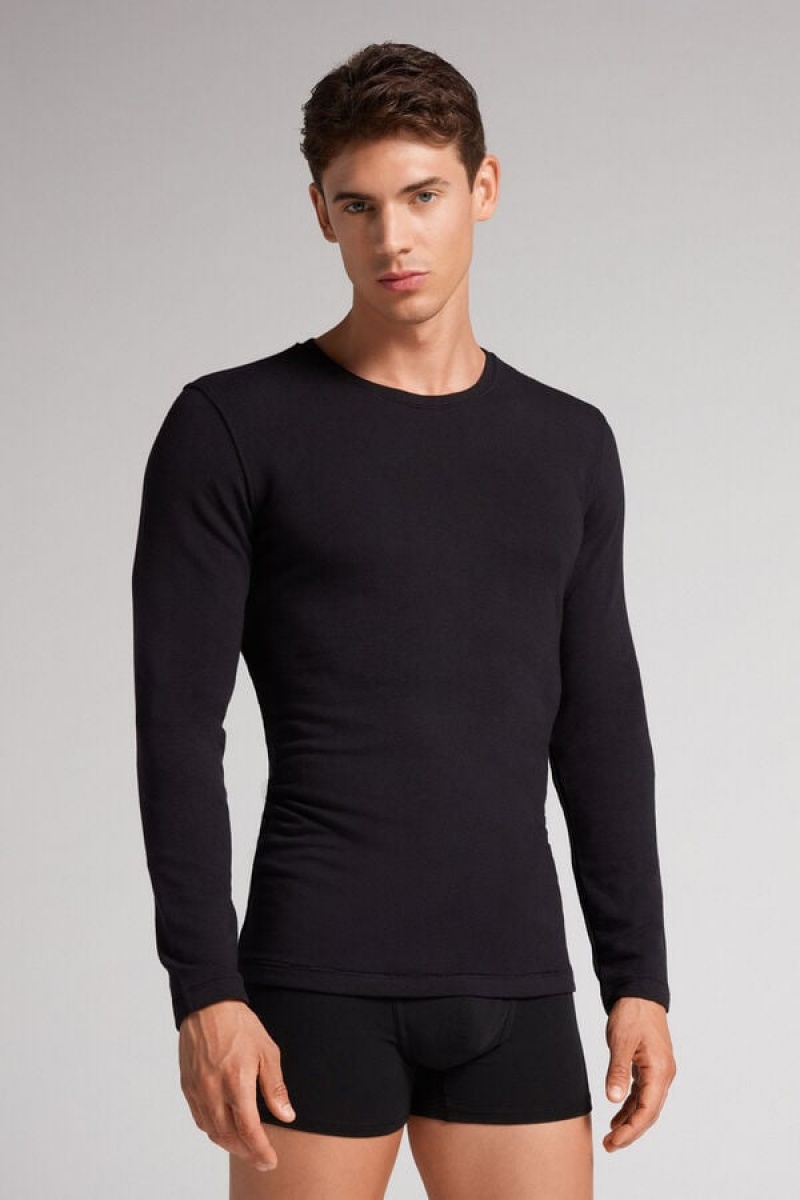 Intimissimi Long-sleeve Modal-cashmere Top Crne | SN-ITMSM58629