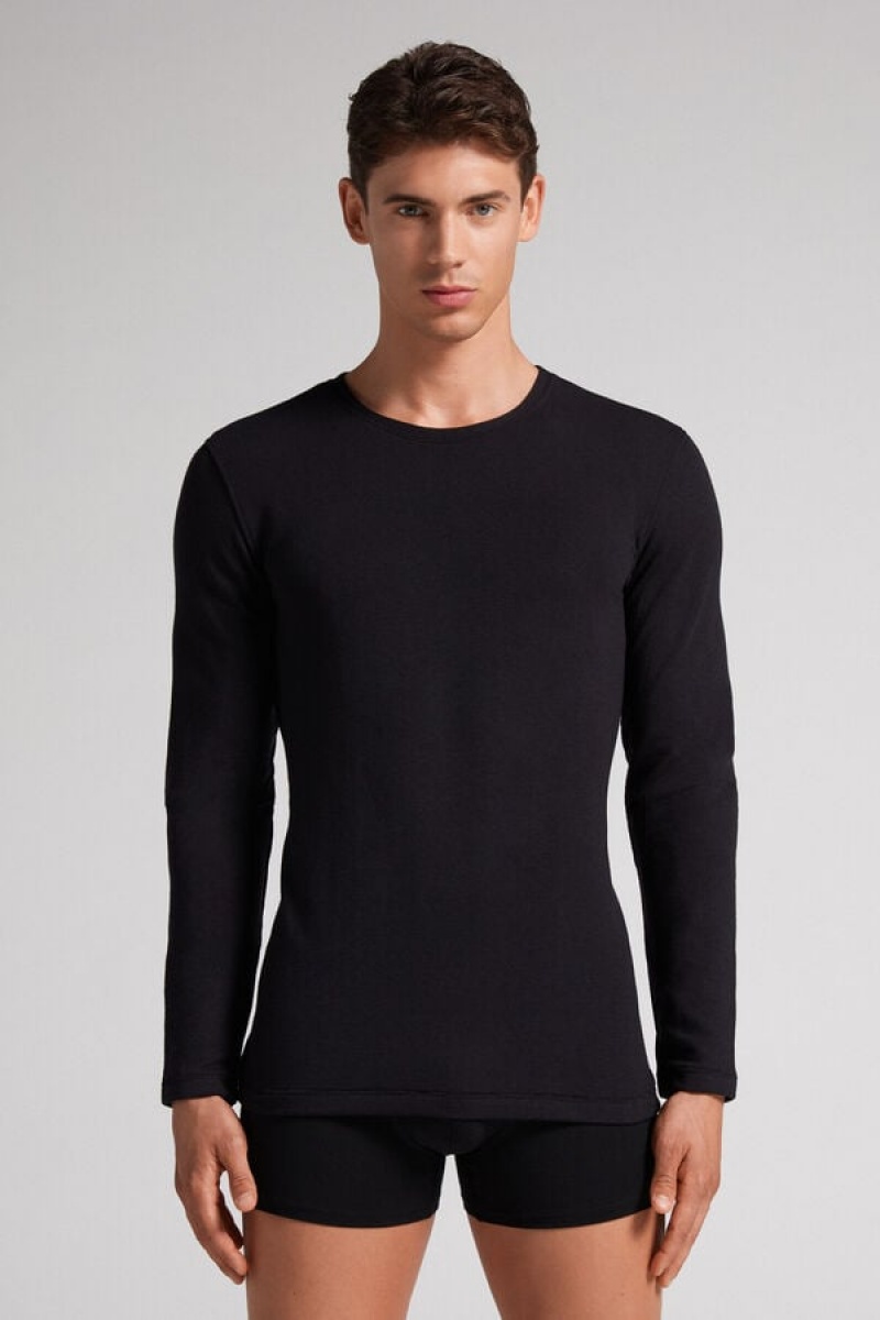 Intimissimi Long-sleeve Modal-cashmere Top Crne | SN-ITMSM58629