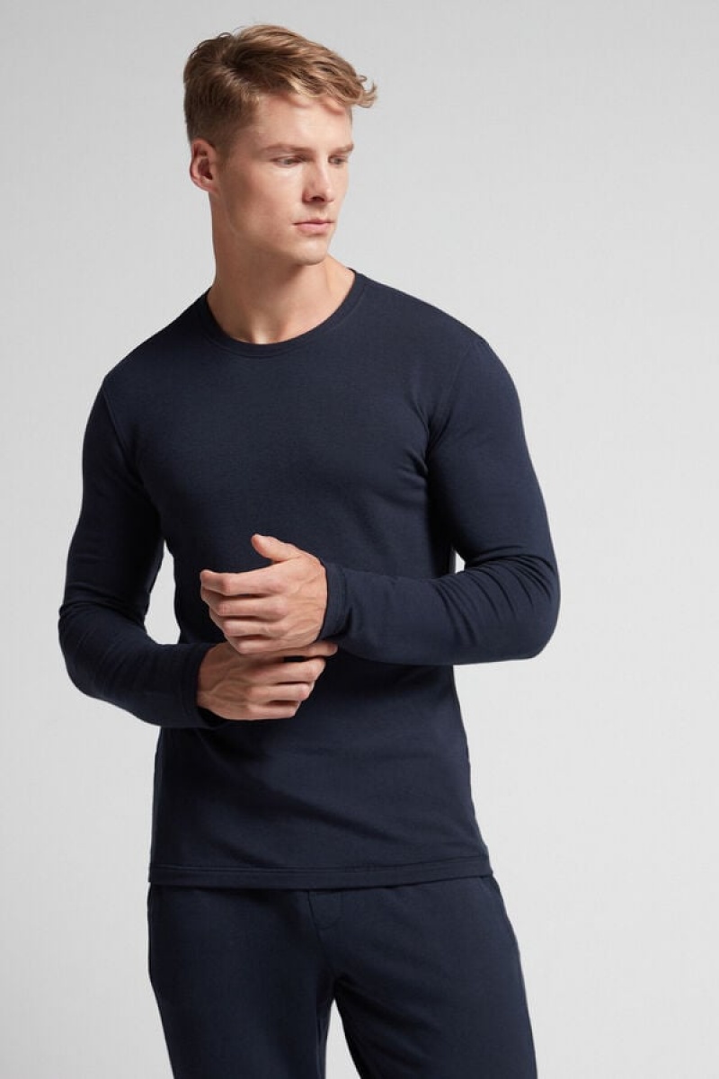 Intimissimi Long-sleeve Modal-cashmere Top Plave | SN-ITMSM58630