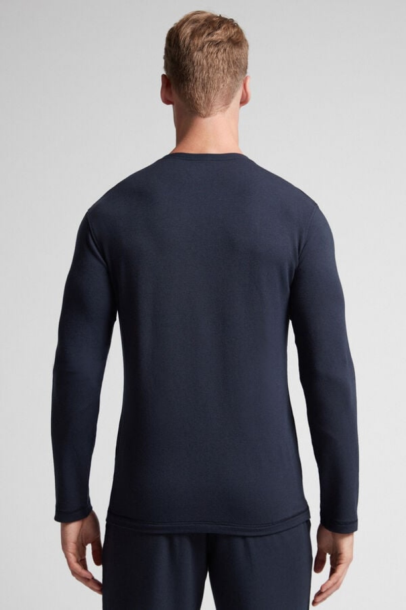 Intimissimi Long-sleeve Modal-cashmere Top Plave | SN-ITMSM58630