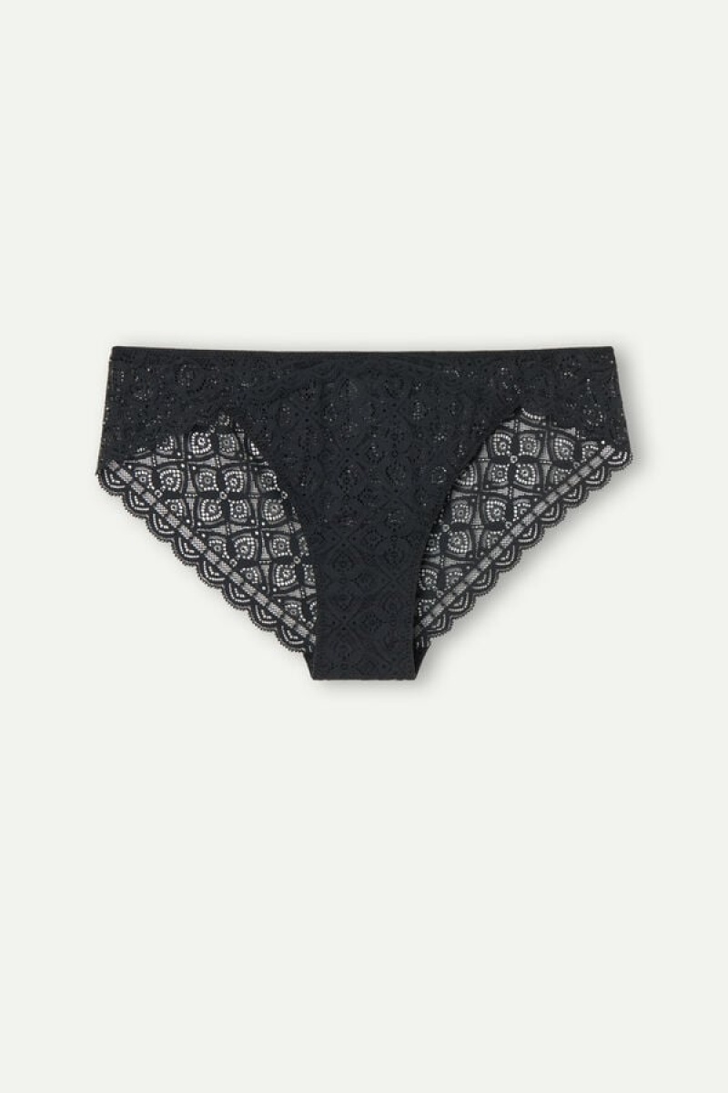 Intimissimi Low Rise Lace Panties Crne | SN-ITMSM57565