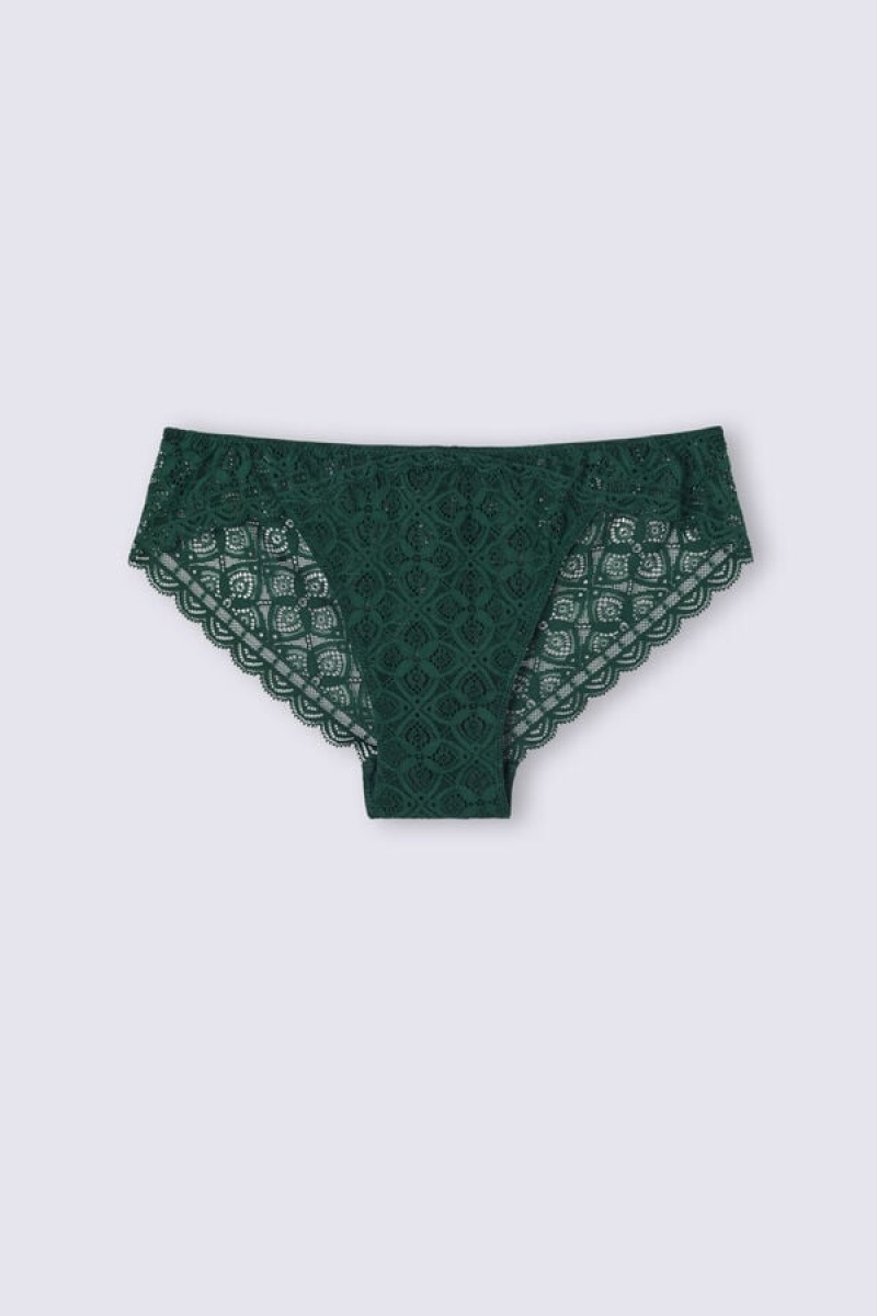 Intimissimi Low Rise Lace Panties Zelene | SN-ITMSM57638