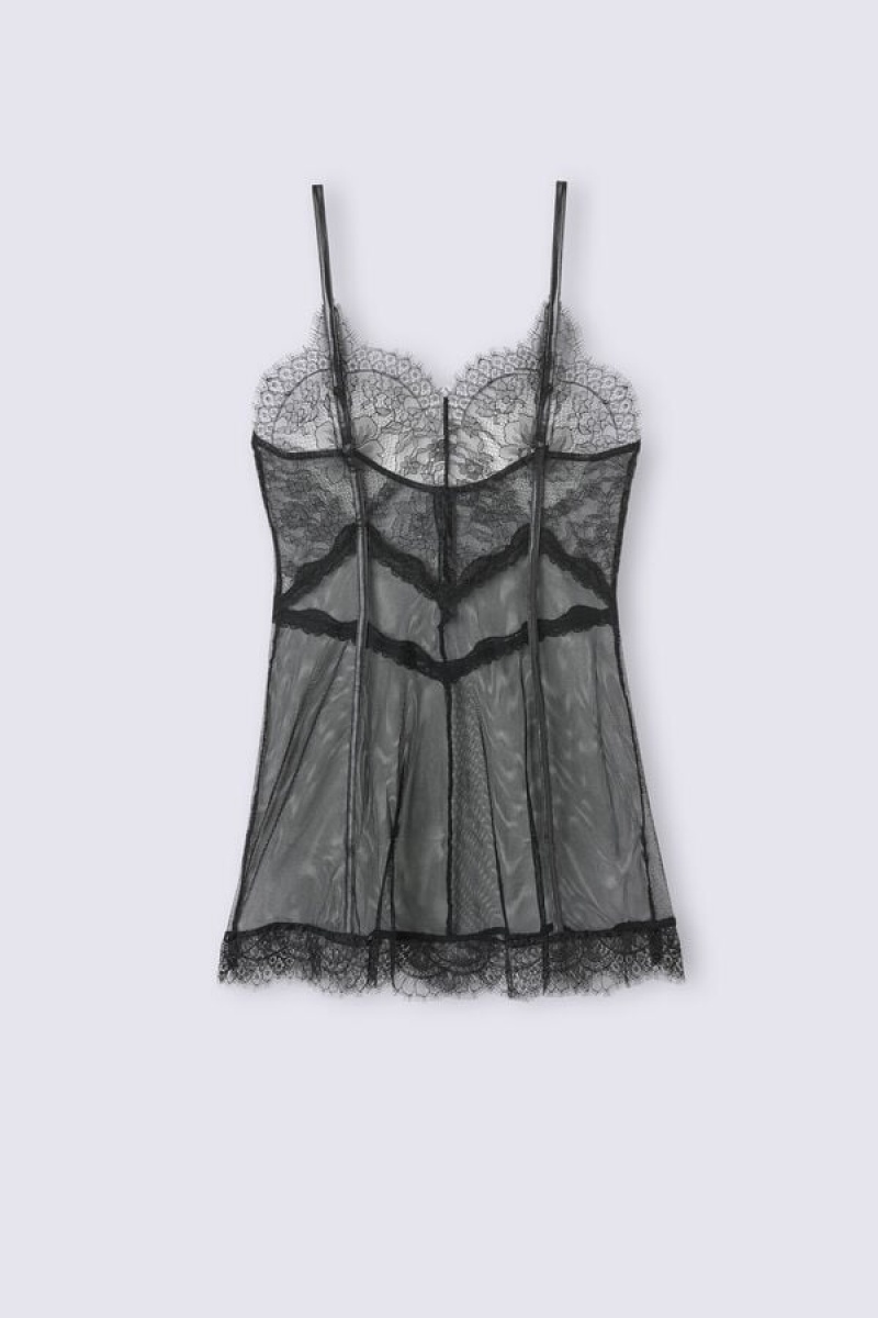 Intimissimi Mesh And Lace Babydoll Crne | SN-ITMSM57839