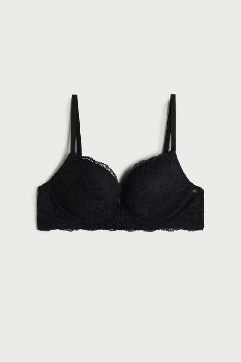 Intimissimi Mia Lace Super Push-up Bra Crne | SN-ITMSM57167