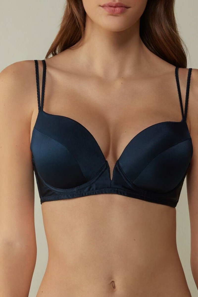 Intimissimi Mia Silk Super Push-up Bra Plave | SN-ITMSM56751