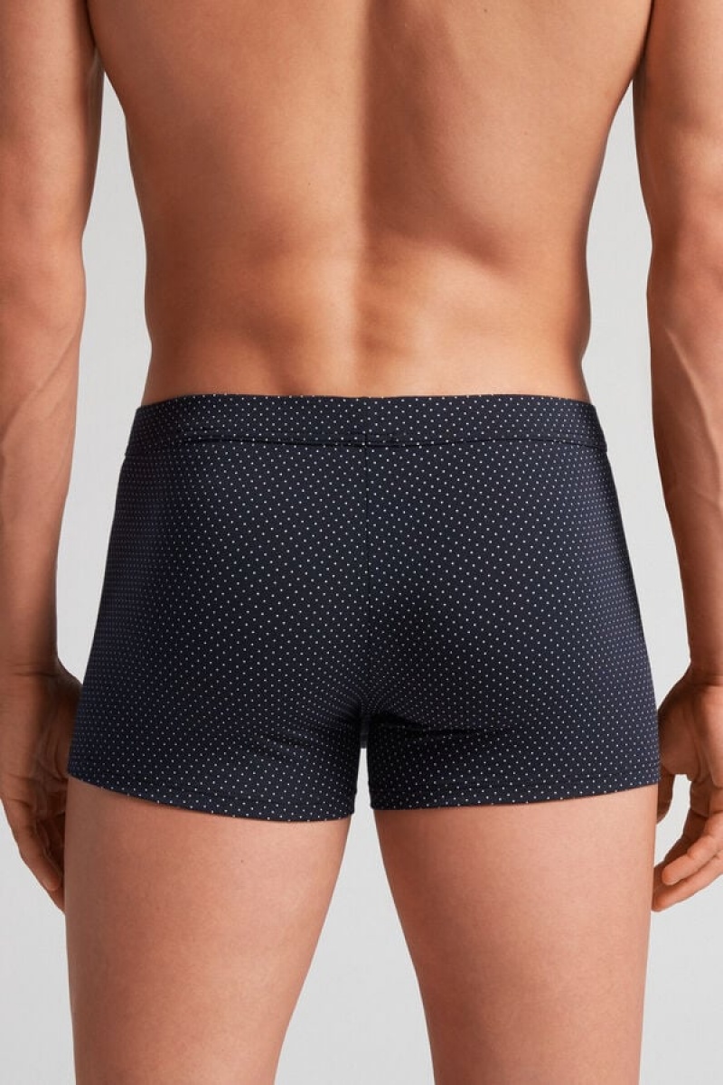 Intimissimi Micro Dot Fresh Supima® Cotton Boxers Plave | SN-ITMSM58505