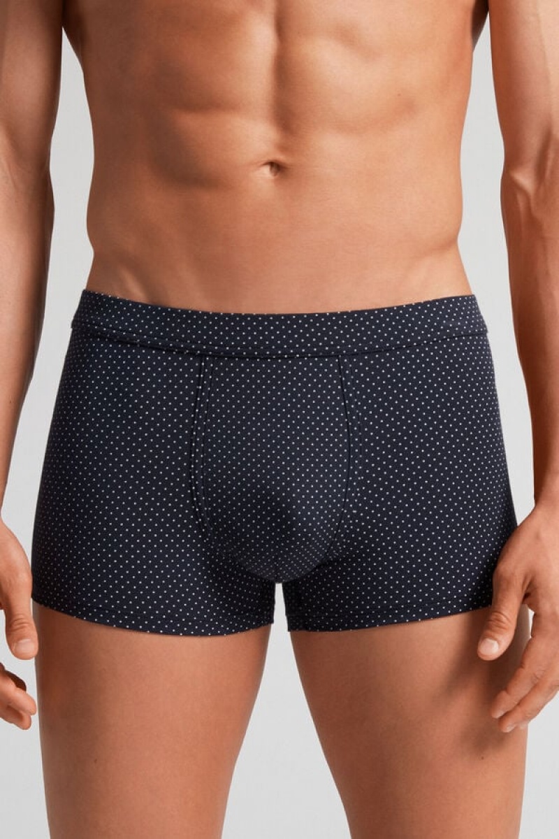 Intimissimi Micro Dot Fresh Supima® Cotton Boxers Plave | SN-ITMSM58505