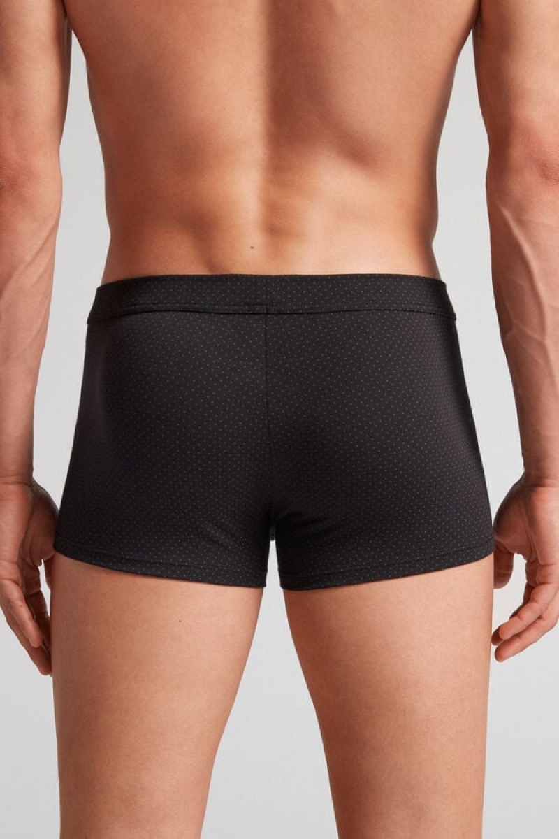 Intimissimi Micro Dot Fresh Supima® Cotton Boxers Crne | SN-ITMSM58506