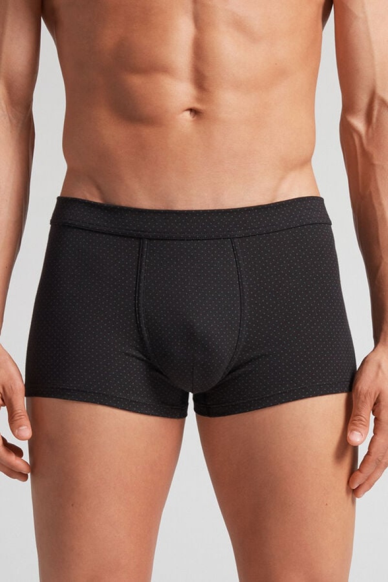 Intimissimi Micro Dot Fresh Supima® Cotton Boxers Crne | SN-ITMSM58506