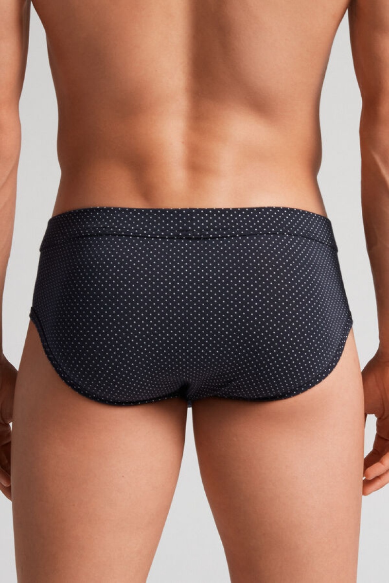 Intimissimi Micro Dot Fresh Supima® Cotton Briefs Plave | SN-ITMSM58577