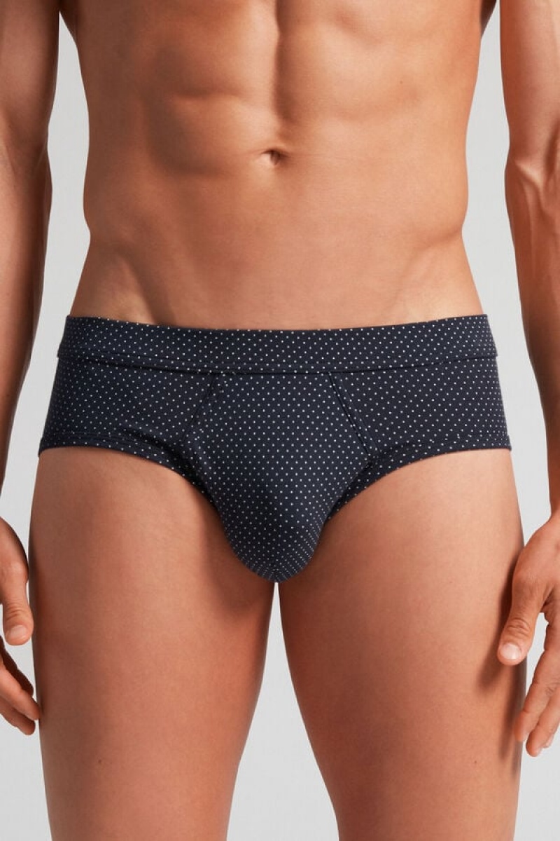 Intimissimi Micro Dot Fresh Supima® Cotton Briefs Plave | SN-ITMSM58577