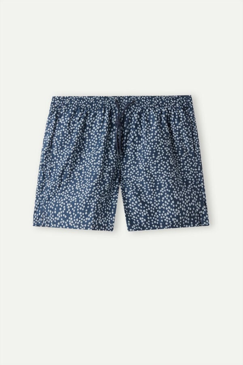 Intimissimi Micro Flower Print Swim Trunks Plave | SN-ITMSM58774