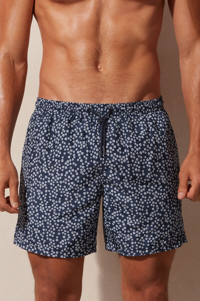 Intimissimi Micro Flower Print Swim Trunks Plave | SN-ITMSM58774