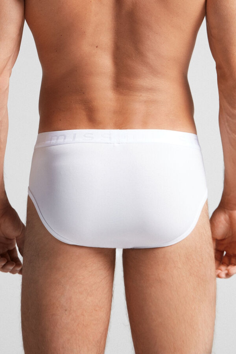 Intimissimi Microfiber Briefs With Logo Detail Bijele | SN-ITMSM58534