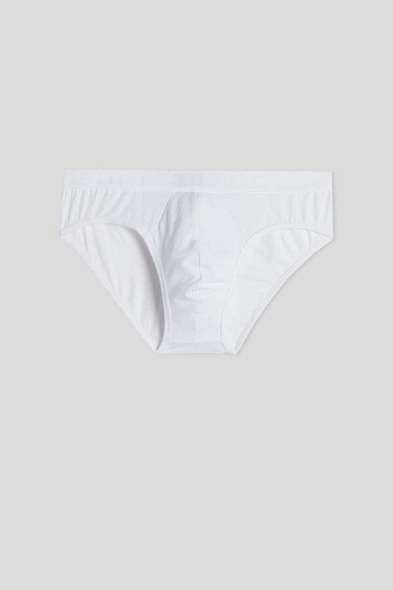 Intimissimi Microfiber Briefs With Logo Detail Bijele | SN-ITMSM58534