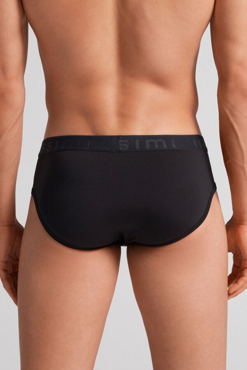 Intimissimi Microfiber Briefs With Logo Detail Crne | SN-ITMSM58535