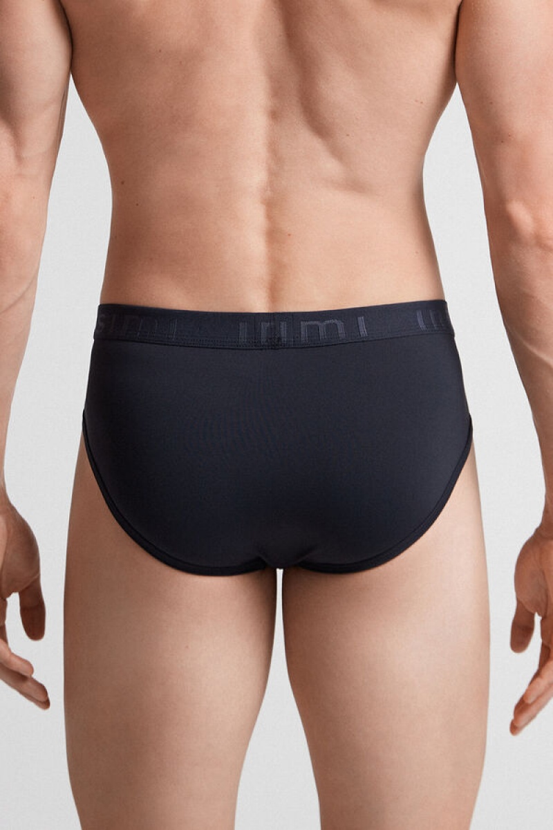 Intimissimi Microfiber Briefs With Logo Detail Plave | SN-ITMSM58536