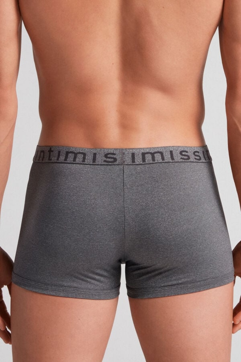 Intimissimi Microfiber Logo Boxer Shorts Tamno Sive | SN-ITMSM58454