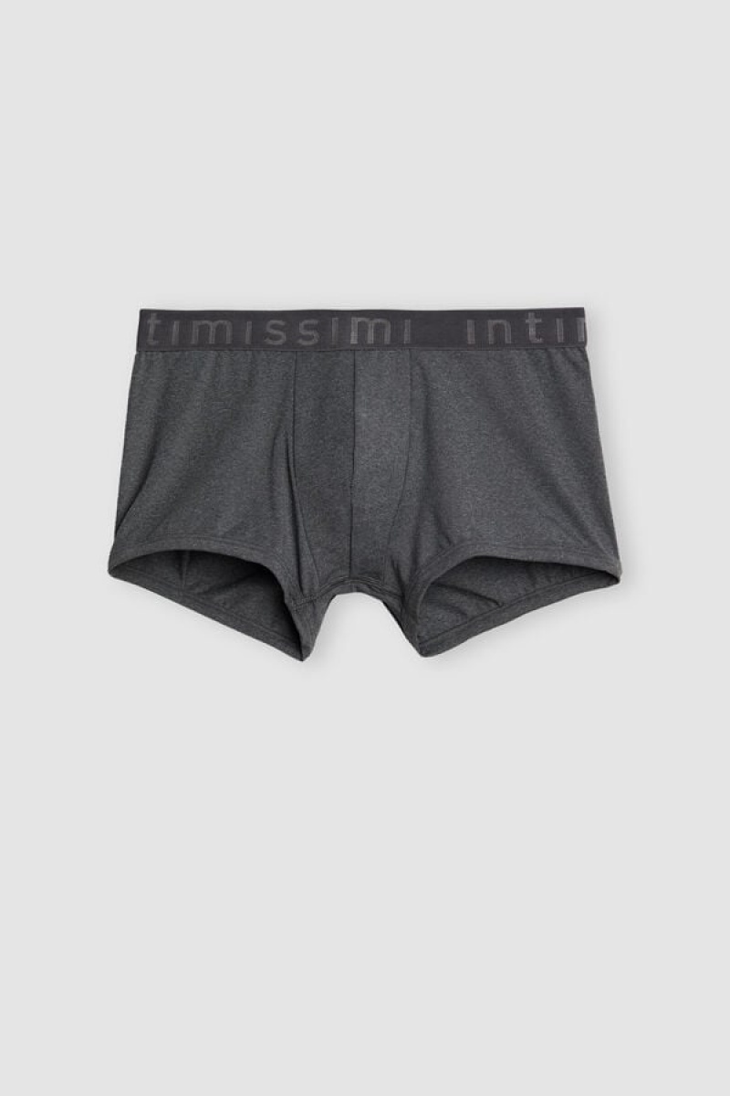 Intimissimi Microfiber Logo Boxer Shorts Tamno Sive | SN-ITMSM58454