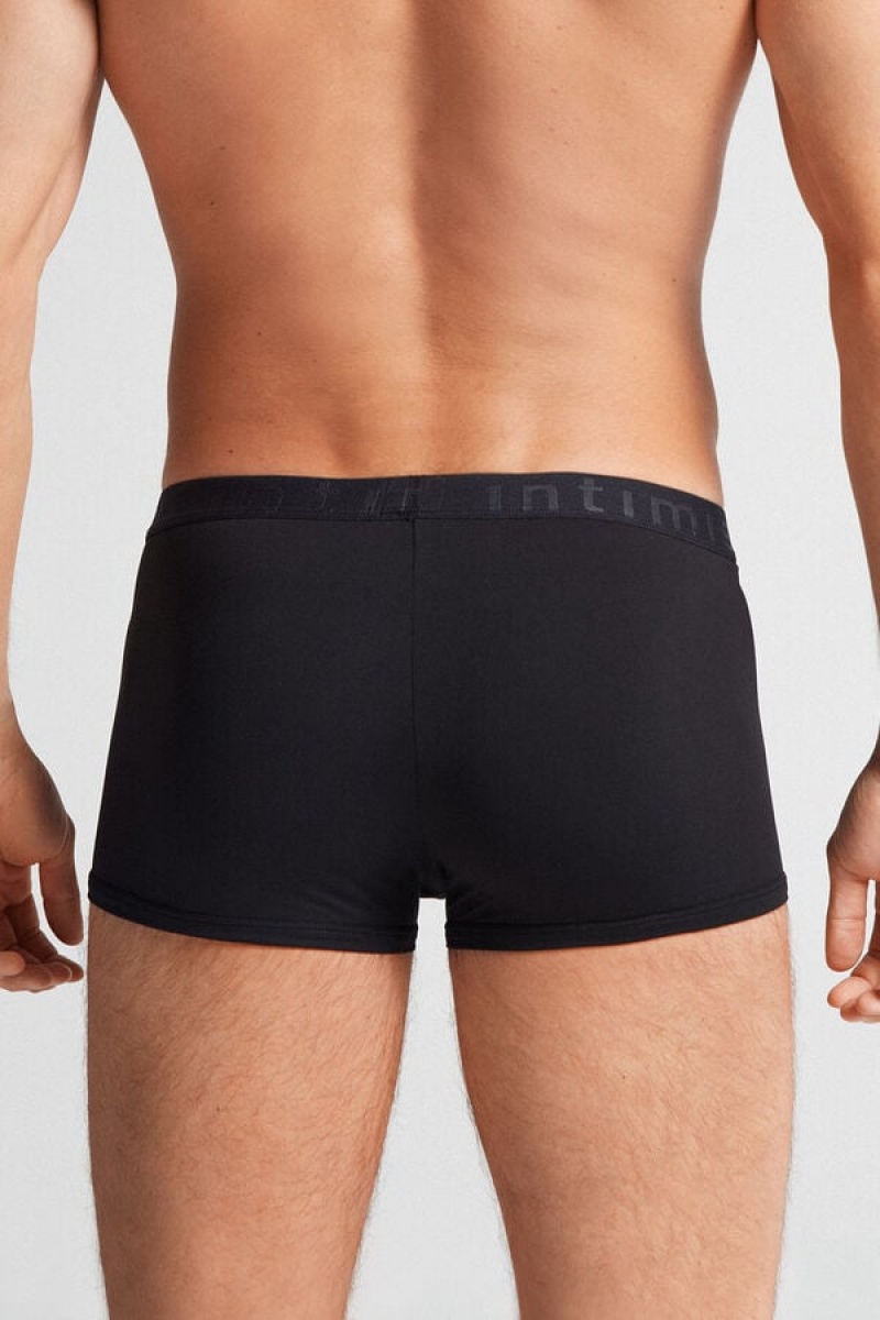 Intimissimi Microfiber Logo Boxer Shorts Crne | SN-ITMSM58485