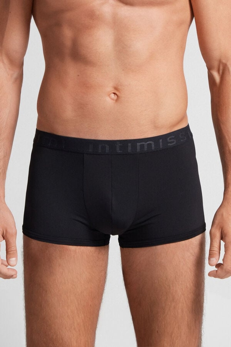 Intimissimi Microfiber Logo Boxer Shorts Crne | SN-ITMSM58485