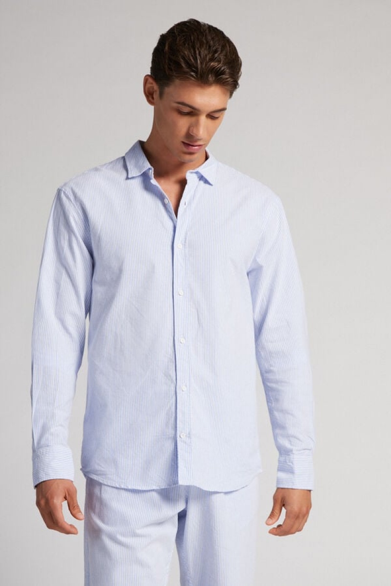 Intimissimi Micro-stripe Cloth Shirt Plave | SN-ITMSM58650