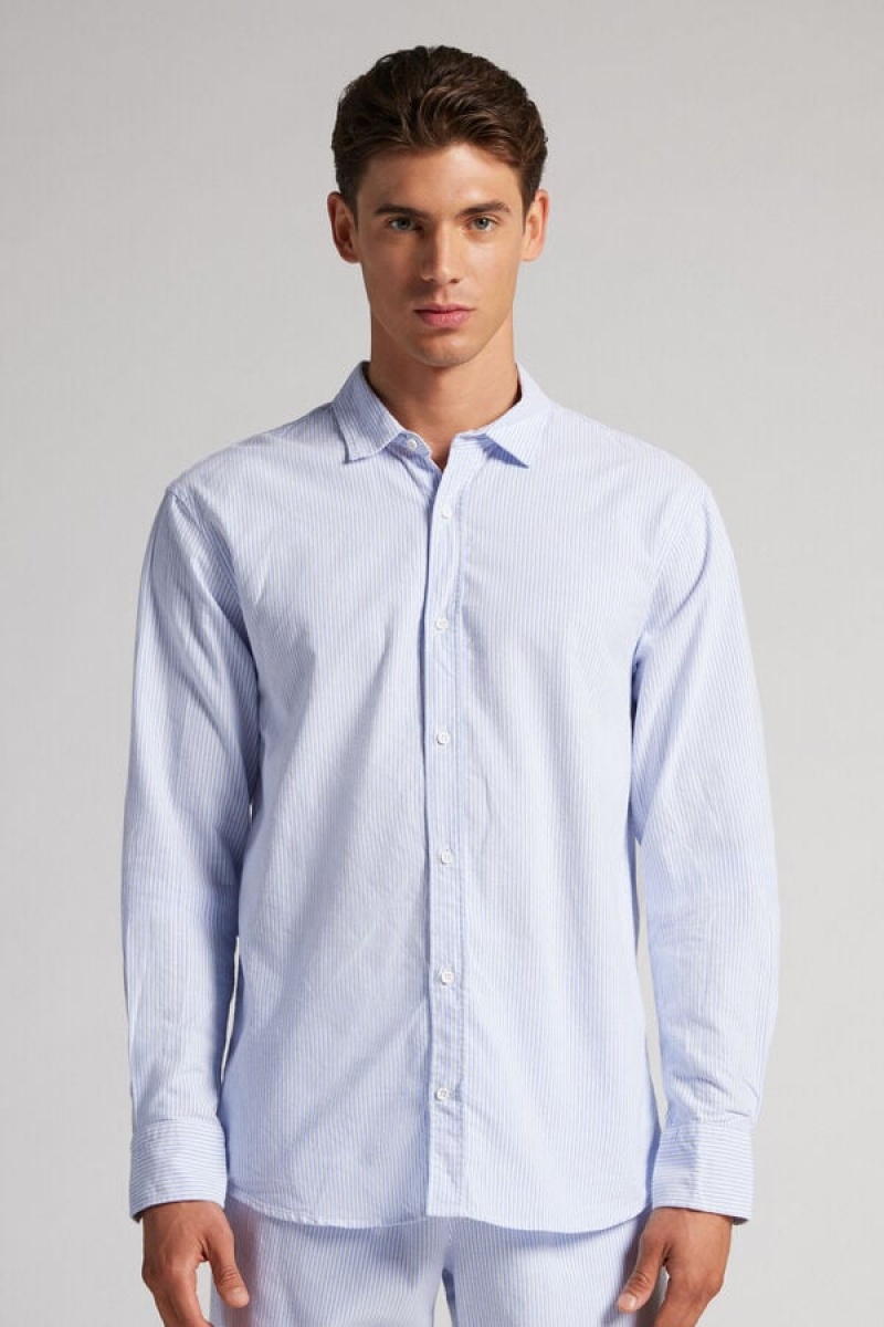 Intimissimi Micro-stripe Cloth Shirt Plave | SN-ITMSM58650