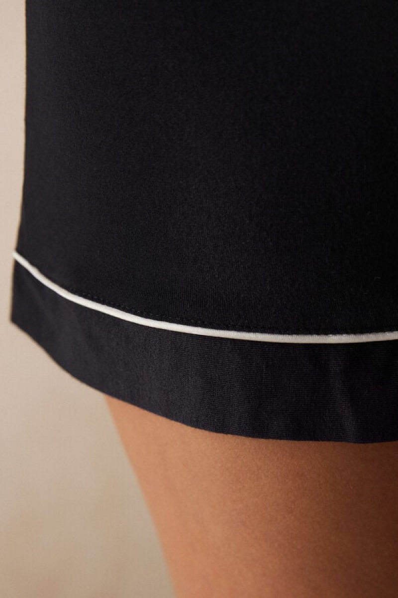 Intimissimi Modal Shorts With Contrast Trim Crne | SN-ITMSM58346