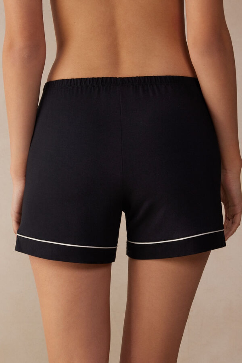 Intimissimi Modal Shorts With Contrast Trim Crne | SN-ITMSM58346