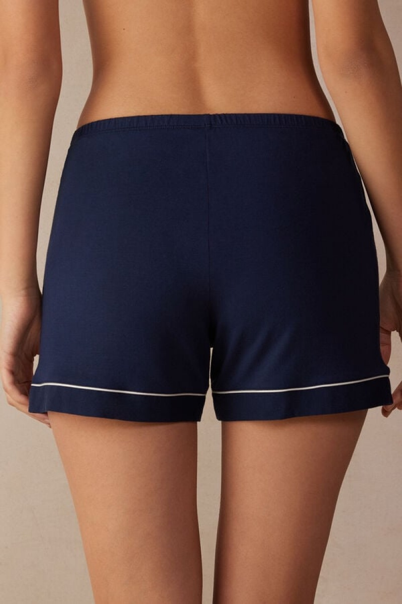 Intimissimi Modal Shorts With Contrast Trim Plave | SN-ITMSM58348