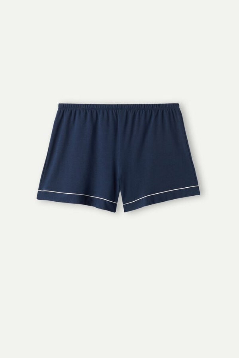 Intimissimi Modal Shorts With Contrast Trim Plave | SN-ITMSM58348