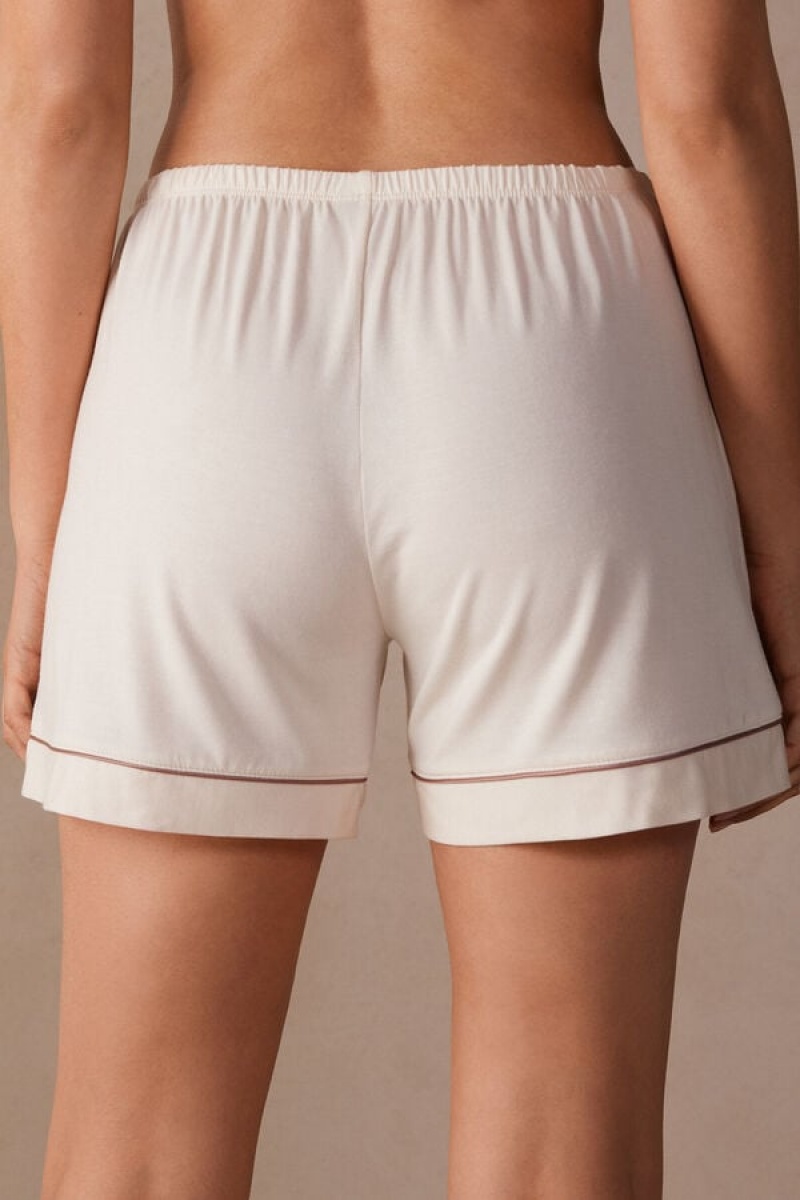 Intimissimi Modal Shorts With Contrast Trim Bež | SN-ITMSM58354