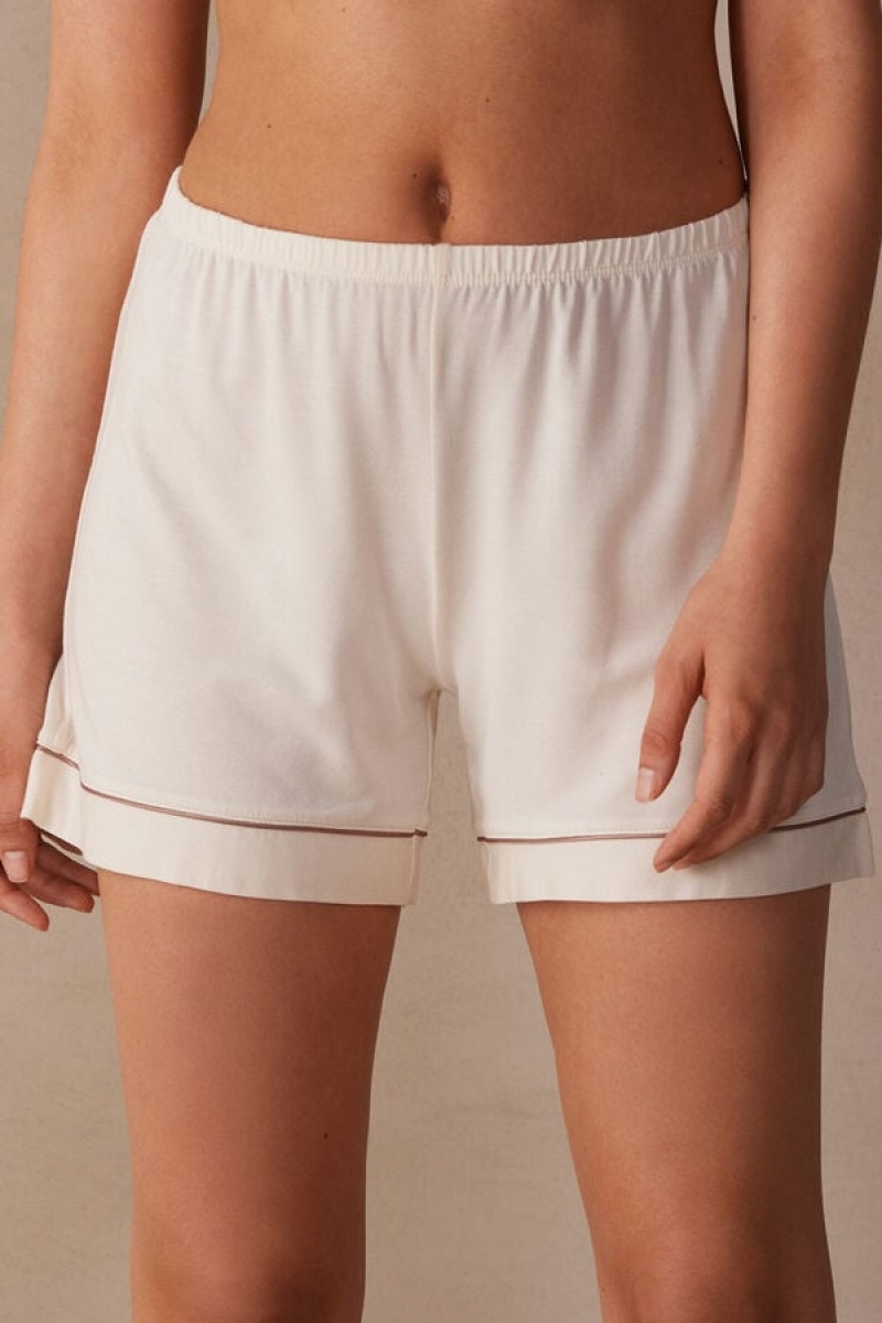 Intimissimi Modal Shorts With Contrast Trim Bež | SN-ITMSM58354