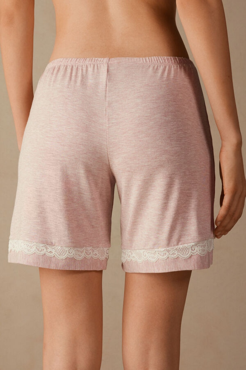 Intimissimi Modal Shorts With Lace Details Roze | SN-ITMSM58331